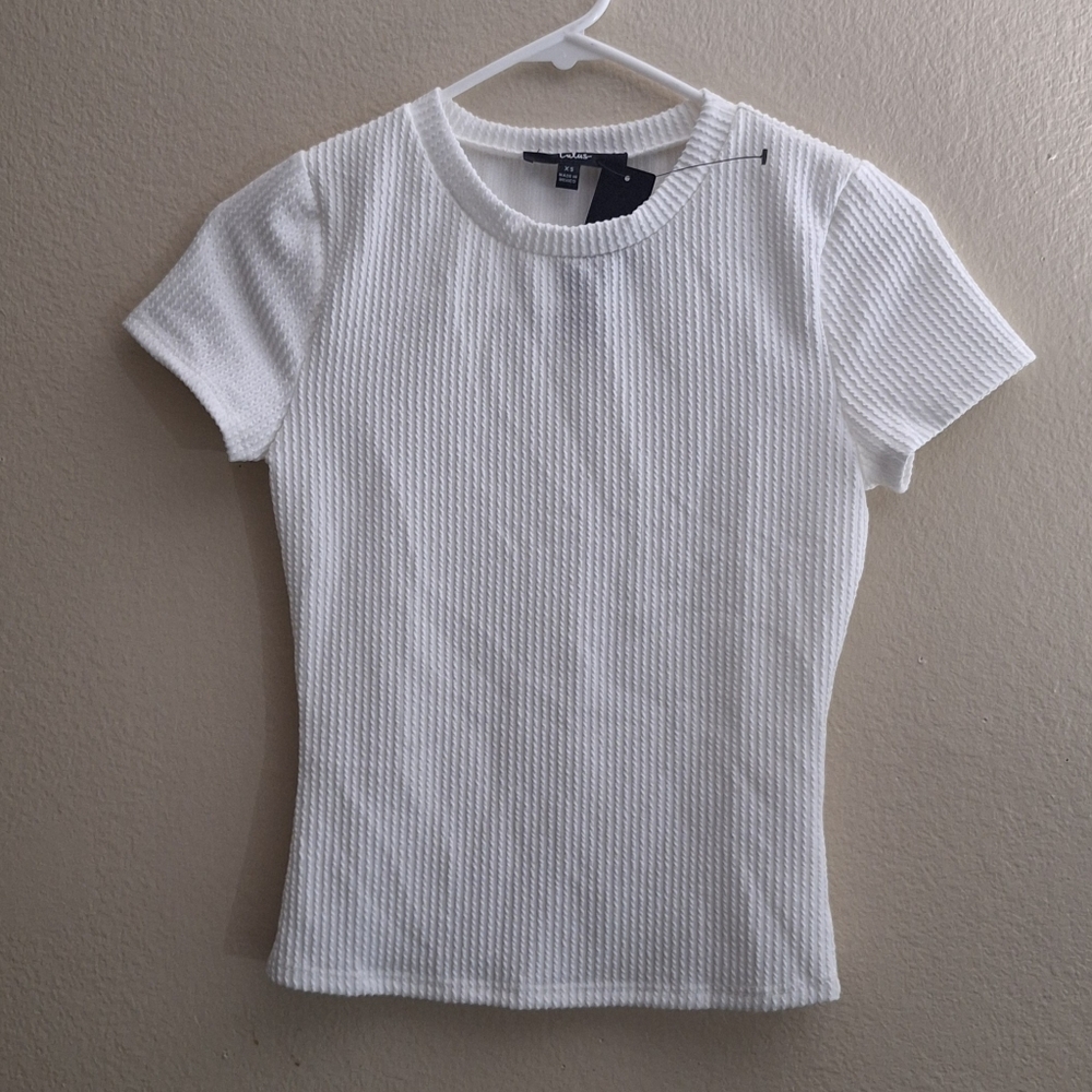 Lulu's Gotta Have It White Ribbed Knit Short Sleeve Top
